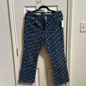Pilcro Floral Patterned Blue Jeans